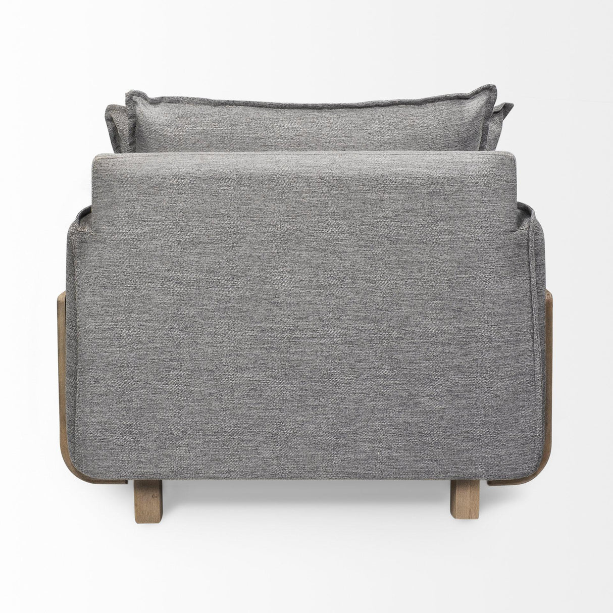 Mercana Roy II Castlerock Gray Upholstered and Brown Wood Frame Arm Chair