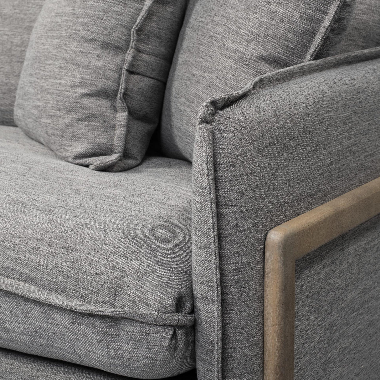 Mercana Roy II Castlerock Gray Upholstered and Brown Wood Frame Arm Chair