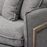 Mercana Roy II Castlerock Gray Upholstered and Brown Wood Frame Arm Chair