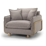 Mercana Roy II Flint Gray Upholstered and Brown Wood Frame Arm Chair