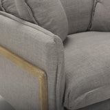 Mercana Roy II Flint Gray Upholstered and Brown Wood Frame Arm Chair