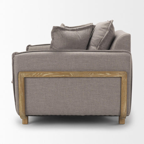 Mercana Roy II Flint Gray Upholstered and Brown Wood Frame Arm Chair