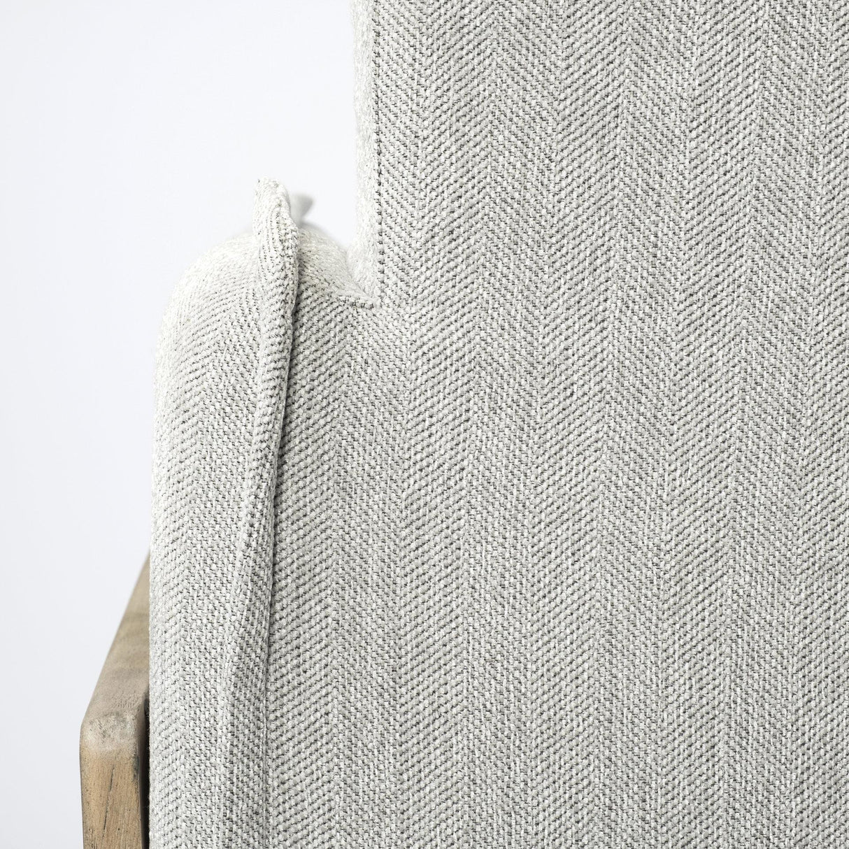 Mercana Roy II Frost Gray Upholstered and Brown Wood Frame Arm Chair