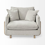 Mercana Roy II Frost Gray Upholstered and Brown Wood Frame Arm Chair