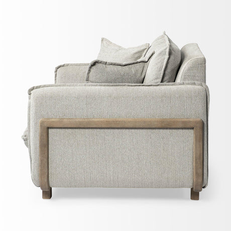 Mercana Roy II Frost Gray Upholstered and Brown Wood Frame Arm Chair