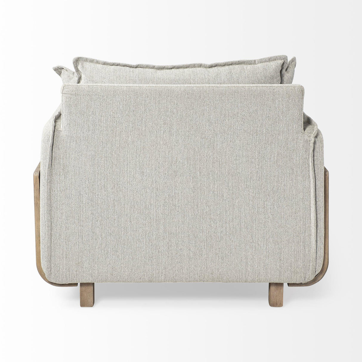 Mercana Roy II Frost Gray Upholstered and Brown Wood Frame Arm Chair