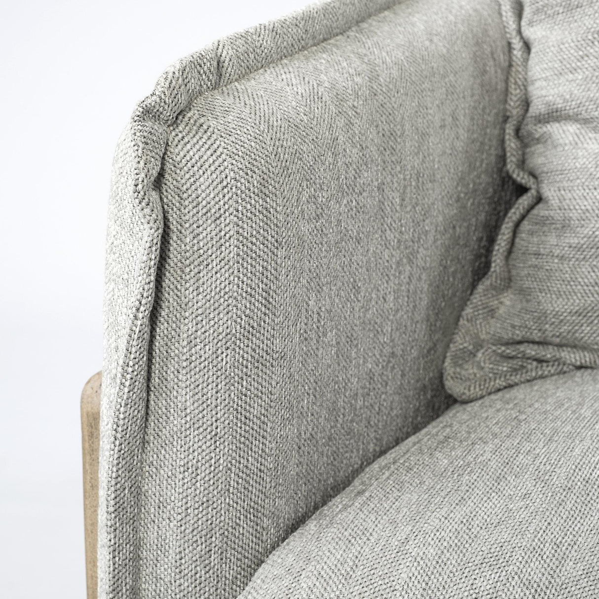 Mercana Roy II Frost Gray Upholstered and Brown Wood Frame Arm Chair