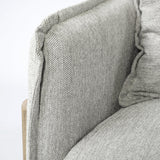 Mercana Roy II Frost Gray Upholstered and Brown Wood Frame Arm Chair