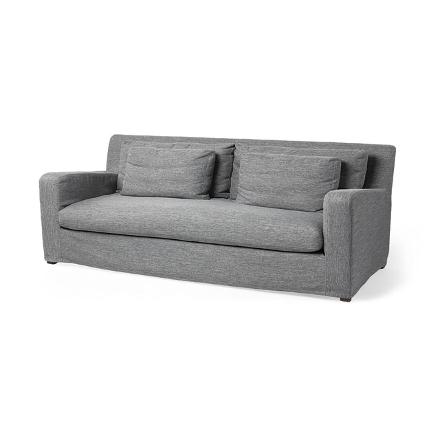 Mercana Denly II 92" Casterock Gray Slipcover Three Seater Sofa