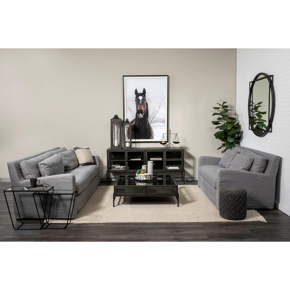 Mercana Denly II 92" Casterock Gray Slipcover Three Seater Sofa