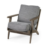 Mercana Olympus V Castlerock Grey Fabric Wrapped Brown Wooden Frame Accent Chair