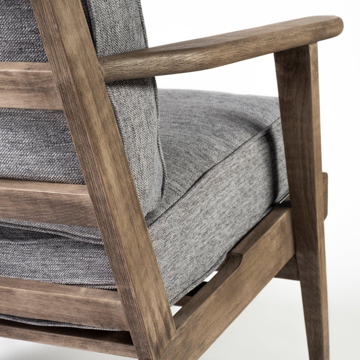 Mercana Olympus V Castlerock Grey Fabric Wrapped Brown Wooden Frame Accent Chair