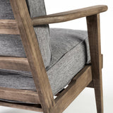 Mercana Olympus V Castlerock Grey Fabric Wrapped Brown Wooden Frame Accent Chair