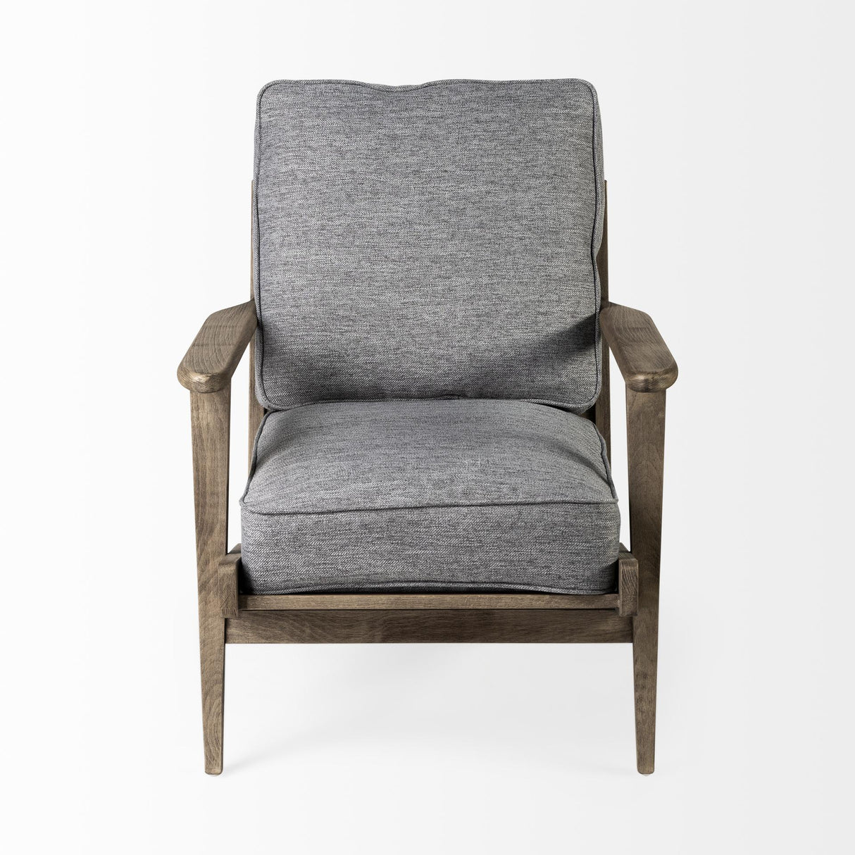 Mercana Olympus V Castlerock Grey Fabric Wrapped Brown Wooden Frame Accent Chair
