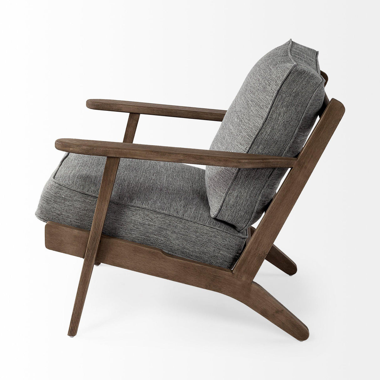Mercana Olympus V Castlerock Grey Fabric Wrapped Brown Wooden Frame Accent Chair