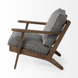 Mercana Olympus V Castlerock Grey Fabric Wrapped Brown Wooden Frame Accent Chair