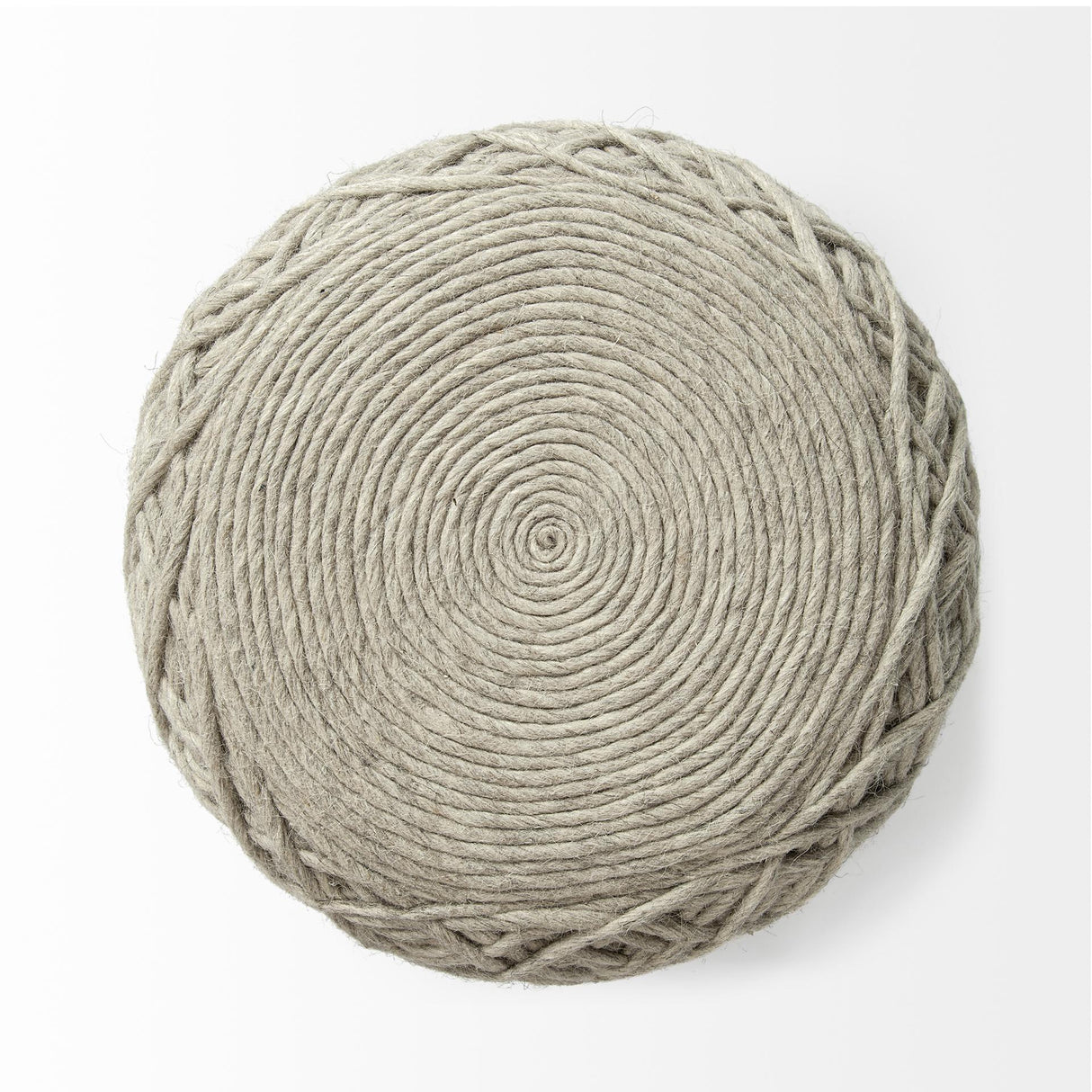 Mercana Allium Oatmeal Handwoven Wool Cylindrical Pouf