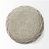 Mercana Allium Oatmeal Handwoven Wool Cylindrical Pouf