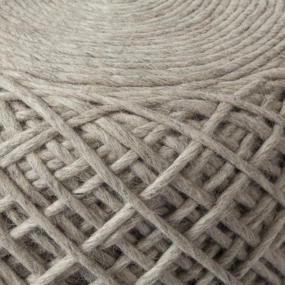 Mercana Allium Oatmeal Handwoven Wool Cylindrical Pouf