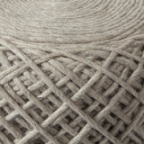 Mercana Allium Oatmeal Handwoven Wool Cylindrical Pouf
