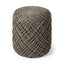 Mercana Allium Dark Brown Handwoven Wool Cylindrical Pouf