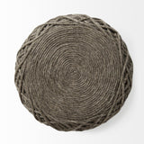 Mercana Allium Dark Brown Handwoven Wool Cylindrical Pouf