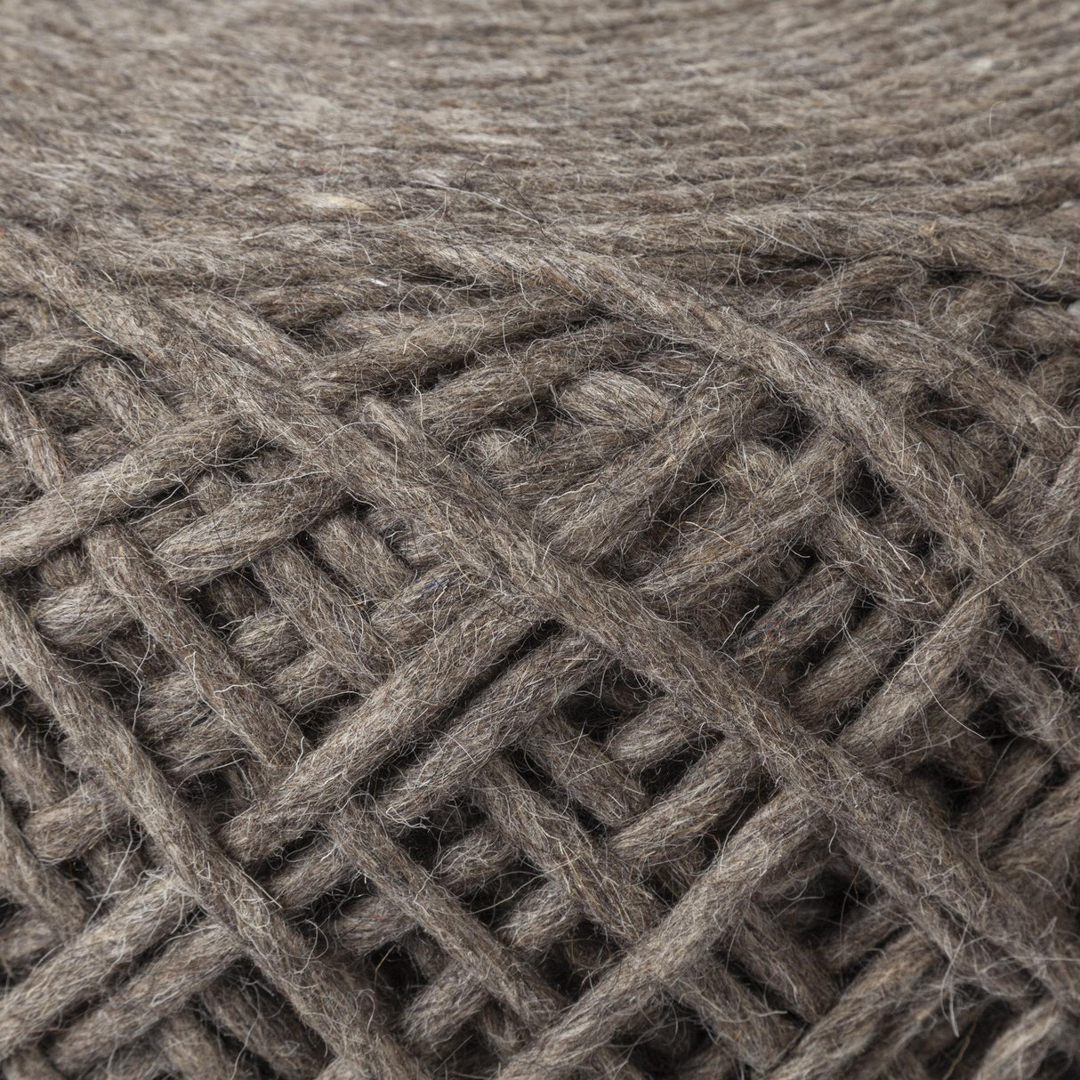 Mercana Allium Dark Brown Handwoven Wool Cylindrical Pouf
