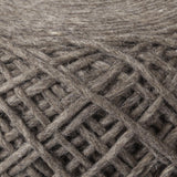 Mercana Allium Dark Brown Handwoven Wool Cylindrical Pouf