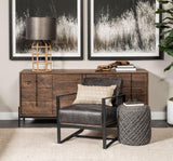 Mercana Allium Dark Gray Handwoven Wool Cylindrical Pouf