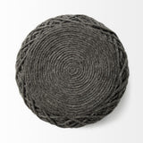 Mercana Allium Dark Gray Handwoven Wool Cylindrical Pouf