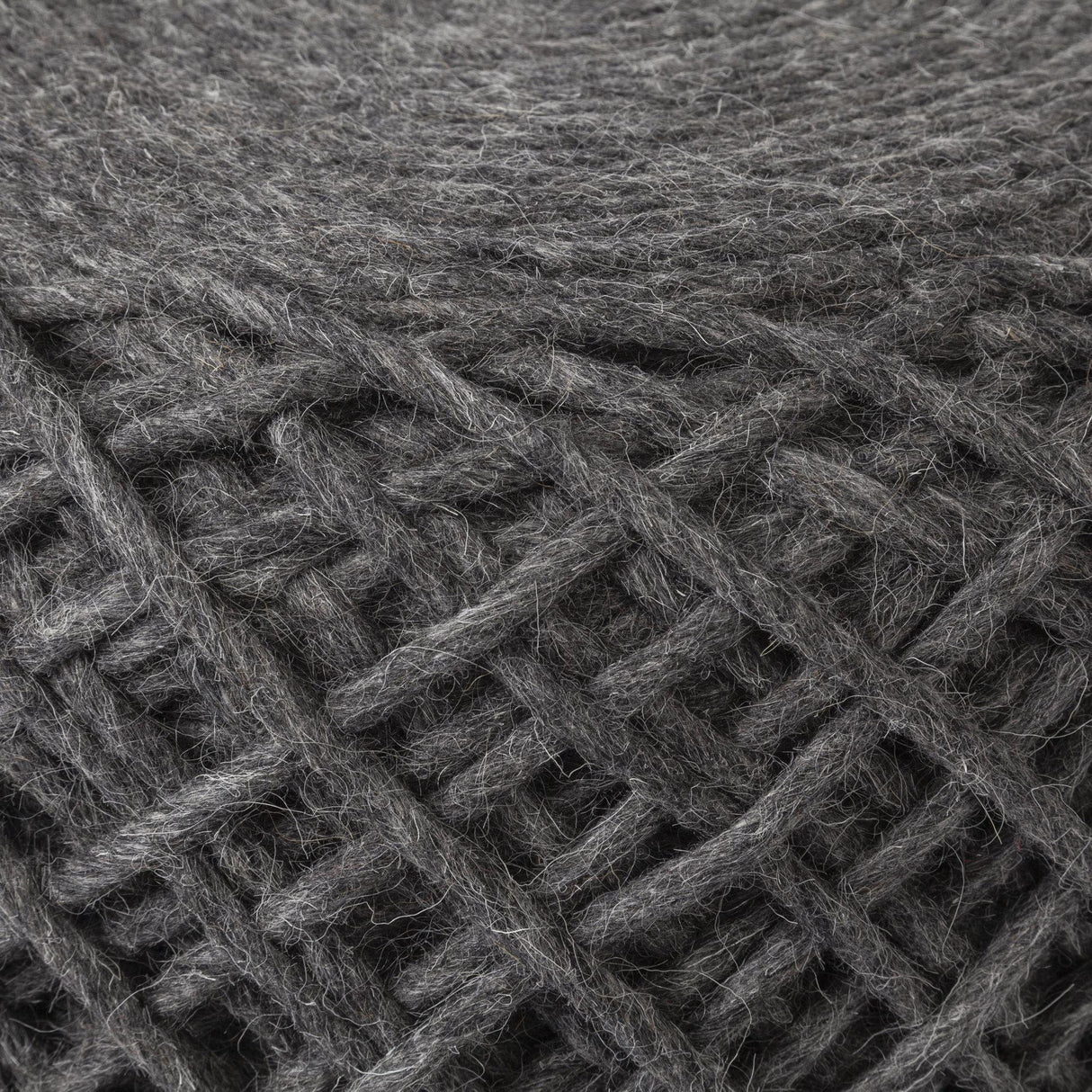 Mercana Allium Dark Gray Handwoven Wool Cylindrical Pouf