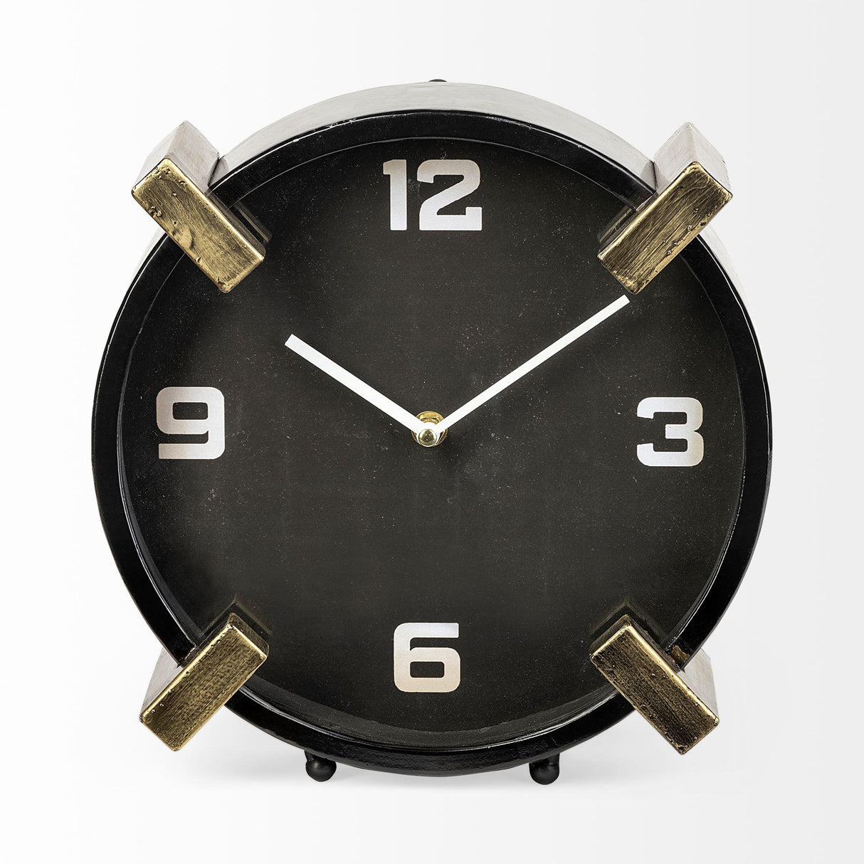 Mercana Agar Black Metal Round Table Clock