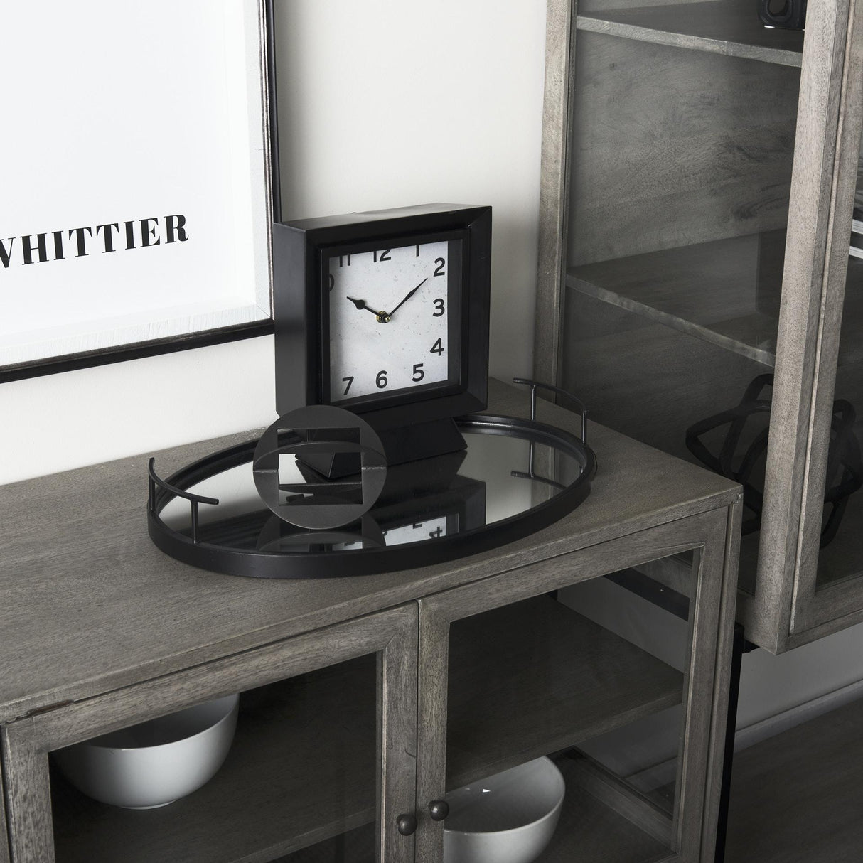 Mercana Ralph I Black Metal Square Table Clock