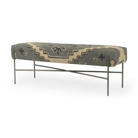 Mercana Avery I 55L x 17W Multi Colored Upholstered Patterned Seat Accent Bench