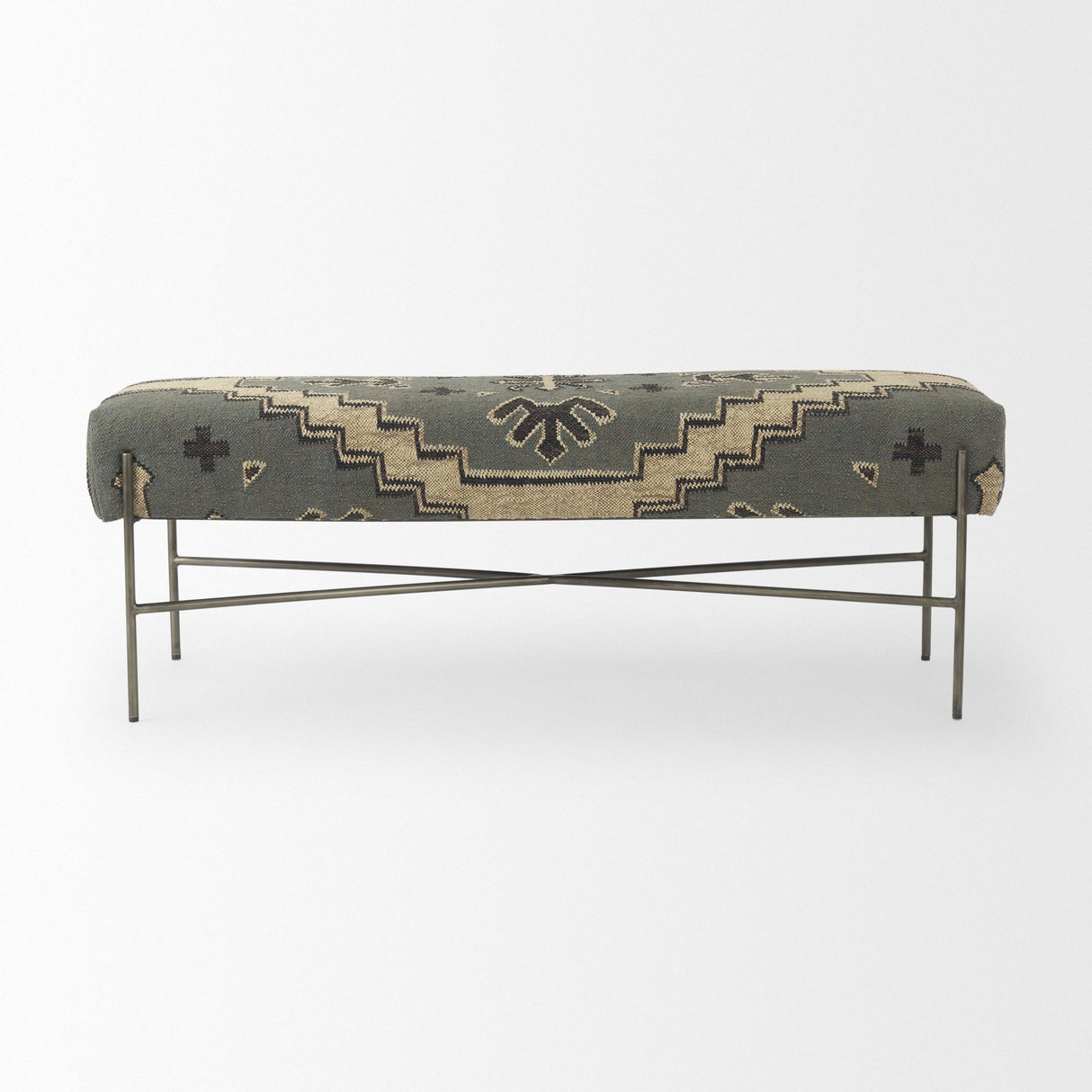 Mercana Avery I 55L x 17W Multi Colored Upholstered Patterned Seat Accent Bench