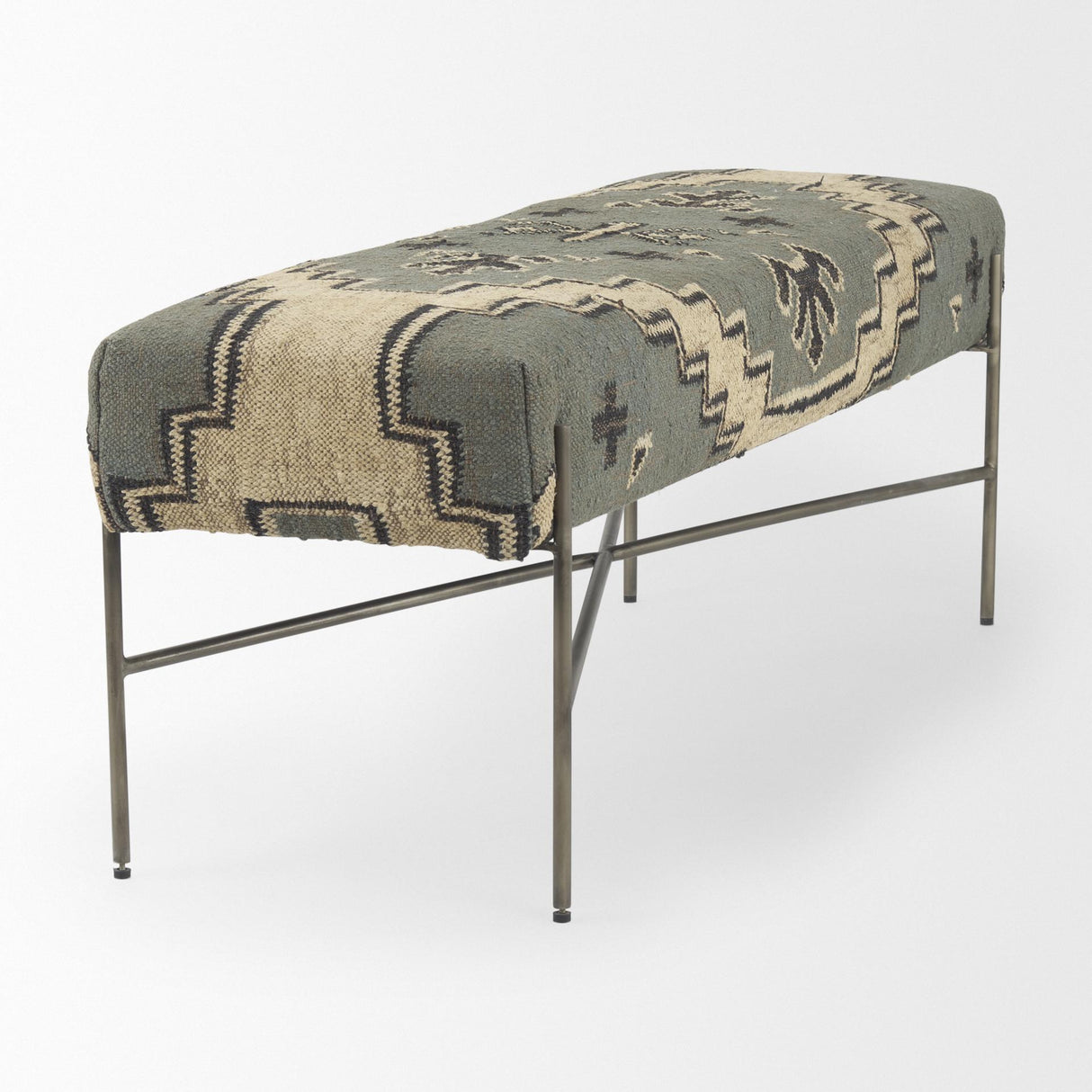 Mercana Avery I 55L x 17W Multi Colored Upholstered Patterned Seat Accent Bench