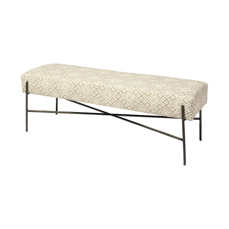 Mercana Avery II 55L x 17W Off White Upholstered Seat With Metal Base Accent Bench