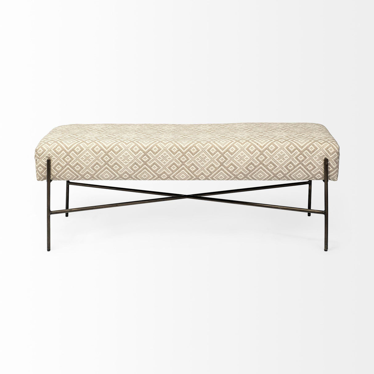 Mercana Avery II 55L x 17W Off White Upholstered Seat With Metal Base Accent Bench