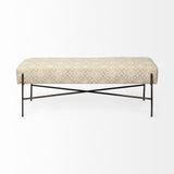 Mercana Avery II 55L x 17W Off White Upholstered Seat With Metal Base Accent Bench
