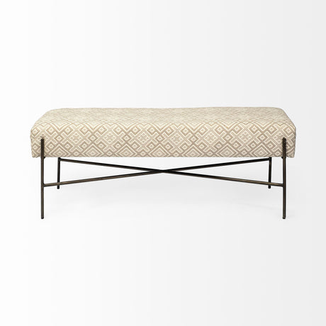 Mercana Avery II 55L x 17W Off White Upholstered Seat With Metal Base Accent Bench