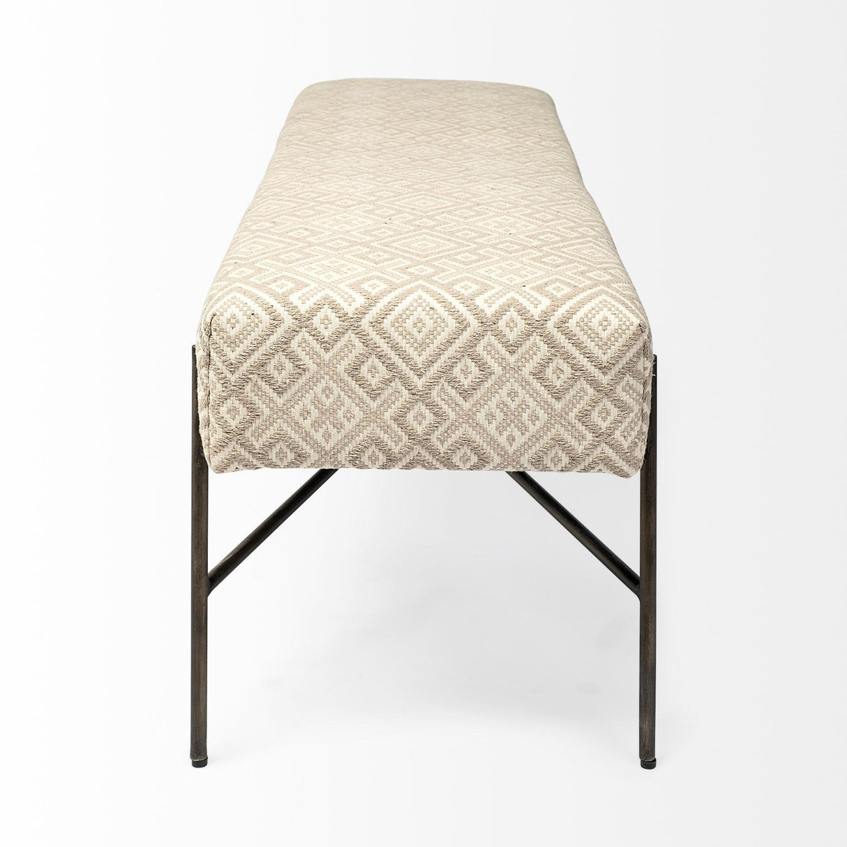 Mercana Avery II 55L x 17W Off White Upholstered Seat With Metal Base Accent Bench