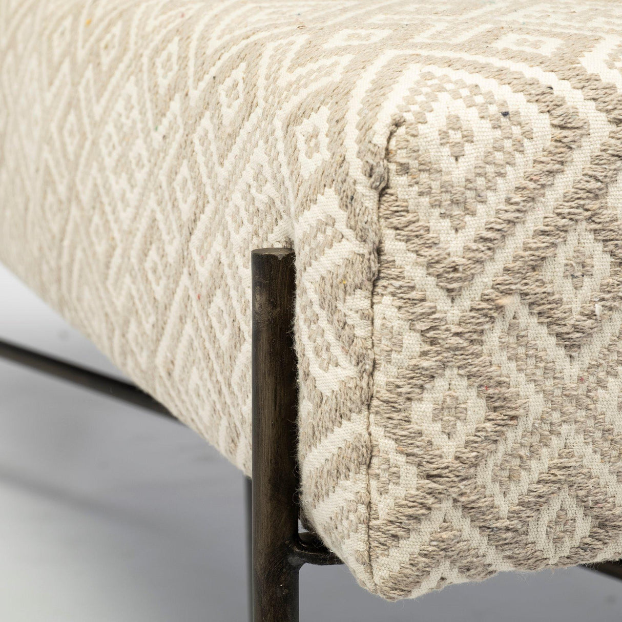 Mercana Avery II 55L x 17W Off White Upholstered Seat With Metal Base Accent Bench