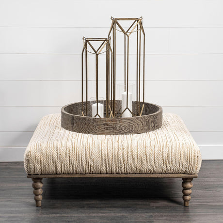 Mercana Alder I 42L x 42W Upholstered Cream Seat With Brown Wooden Base Accent Bench