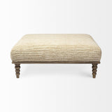 Mercana Alder I 42L x 42W Upholstered Cream Seat With Brown Wooden Base Accent Bench