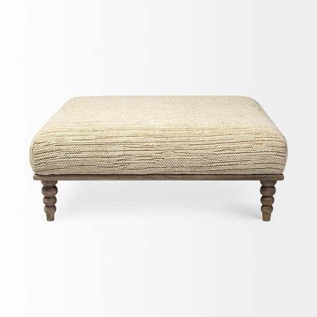 Mercana Alder I 42L x 42W Upholstered Cream Seat With Brown Wooden Base Accent Bench