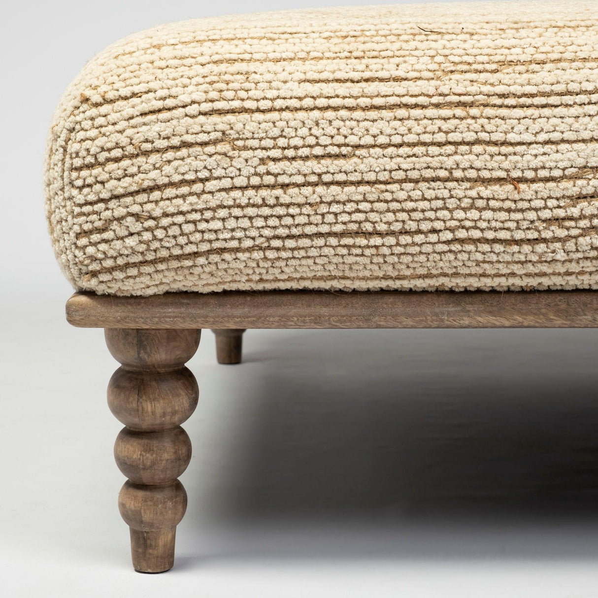 Mercana Alder I 42L x 42W Upholstered Cream Seat With Brown Wooden Base Accent Bench