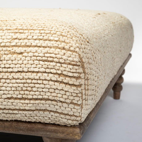 Mercana Alder I 42L x 42W Upholstered Cream Seat With Brown Wooden Base Accent Bench