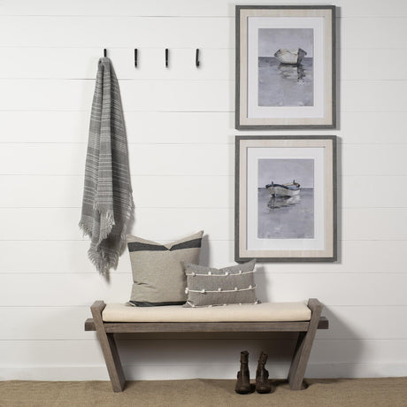 Mercana Elaine I 58L x 14.75W x 20H Brown Wood Upholstered Cream Seat Entryway Bench