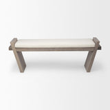 Mercana Elaine I 58L x 14.75W x 20H Brown Wood Upholstered Cream Seat Entryway Bench