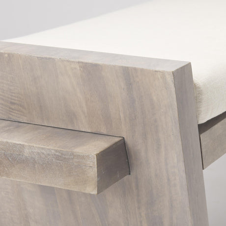 Mercana Elaine I 58L x 14.75W x 20H Brown Wood Upholstered Cream Seat Entryway Bench